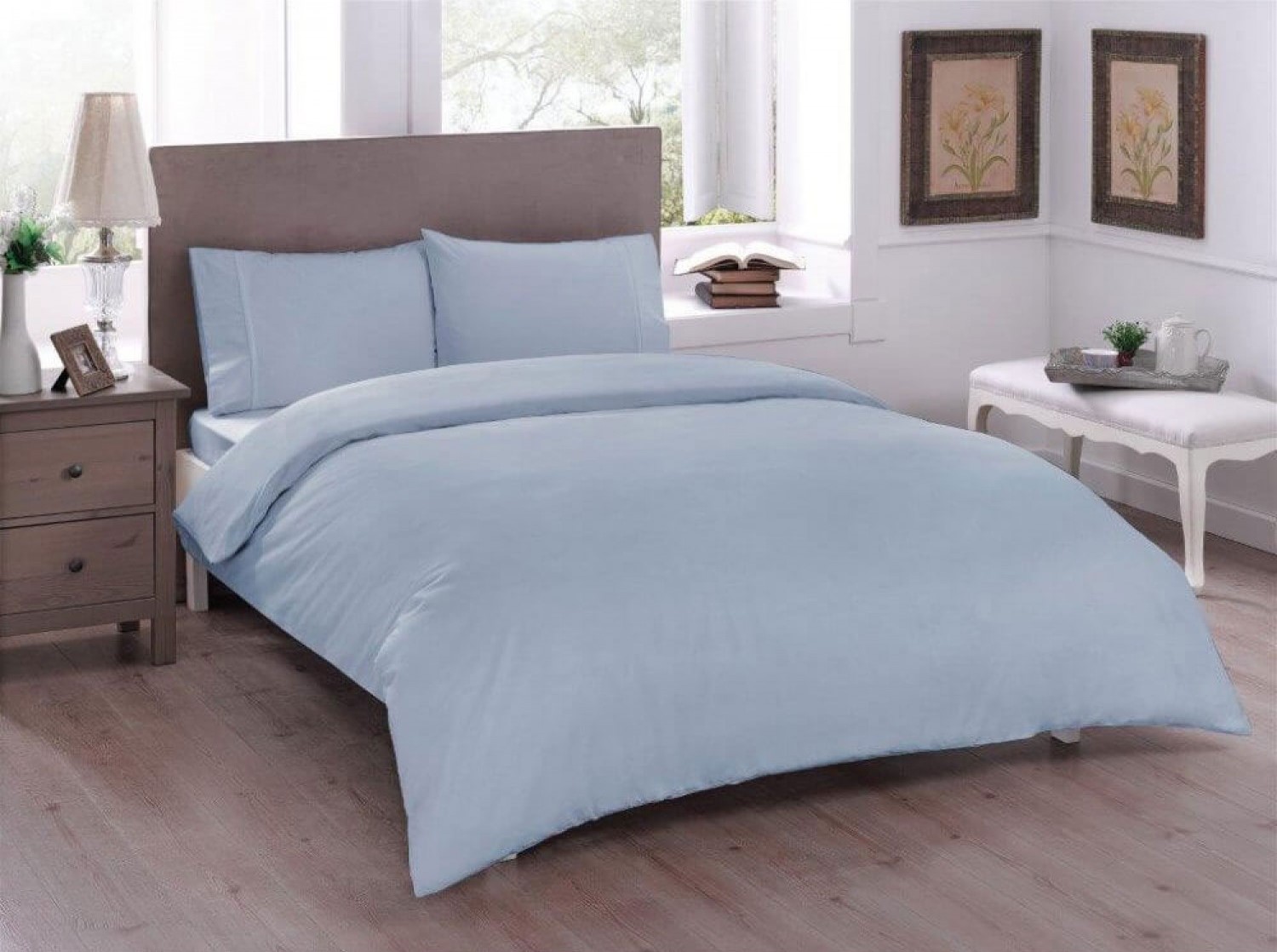 ATMA Bed-Sheet-Set Light Blue,  220*240 cm